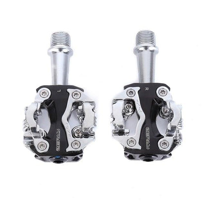 Universal clipless bicycle pedals Stevvex ST90SP557FFE, silver and black metal body, pair on Tampa Home & Garden Store