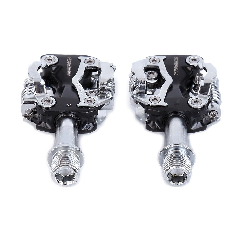 Universal clipless bicycle pedals by Stevvex, silver alloy bodies with black accents, pair on Tampa Home & Garden Store