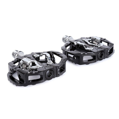 Stevvex universal clipless bicycle pedals ST90SP557FFE, black with silver retention clips, pair on Tampa Home & Garden Store