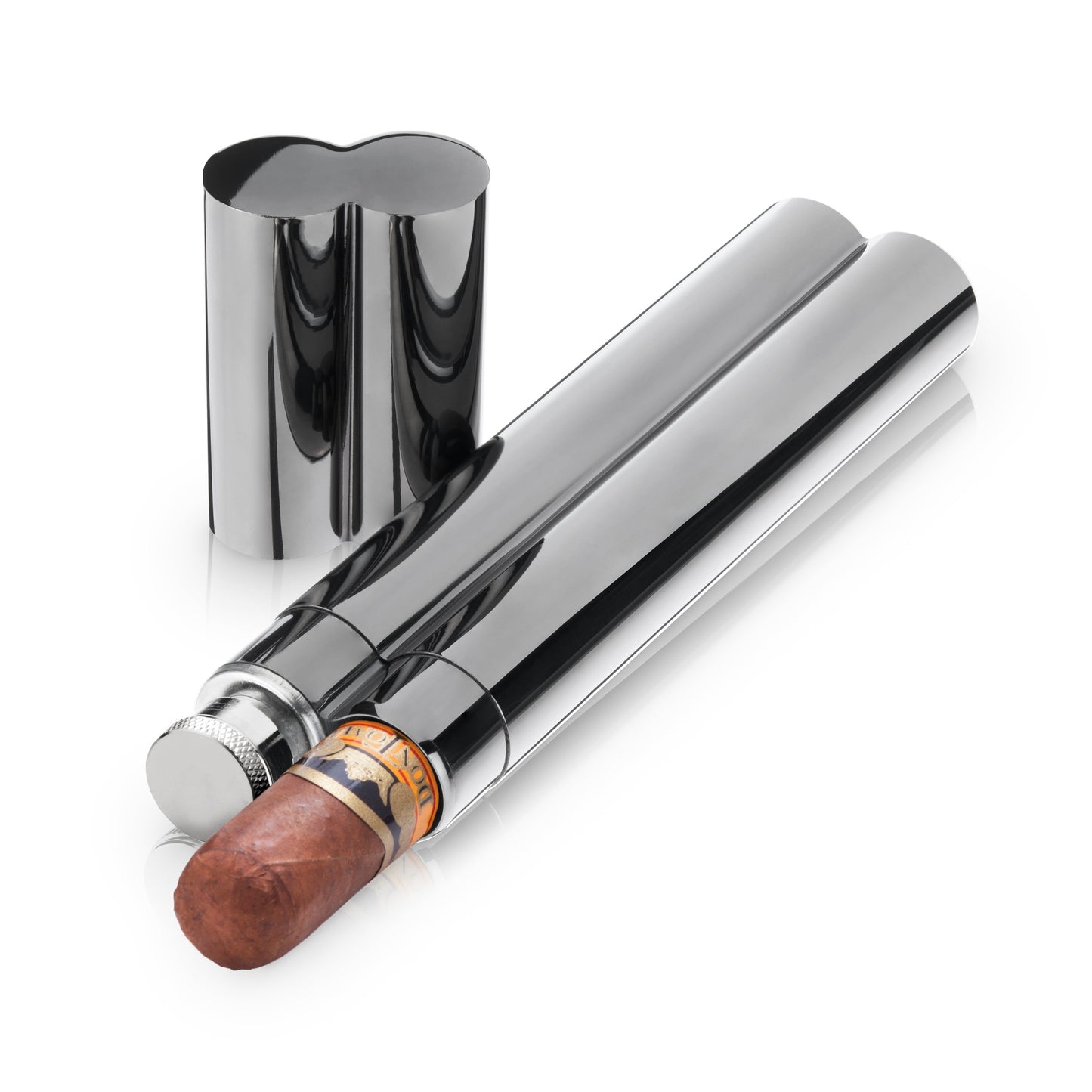 Stainless Steel Cigar Holder and Flask Case