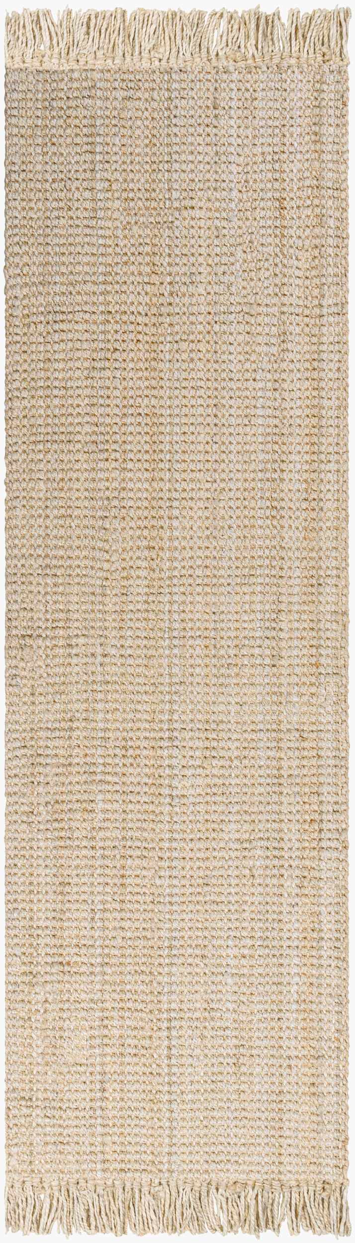 Senneterre Bleached Jute Rug, beige natural fiber with fringe, Boutique Rugs on Tampa Home & Garden Store