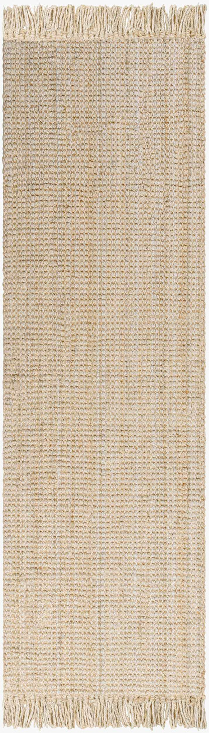 Senneterre Bleached Jute Rug, beige natural fiber with fringe, Boutique Rugs on Tampa Home & Garden Store