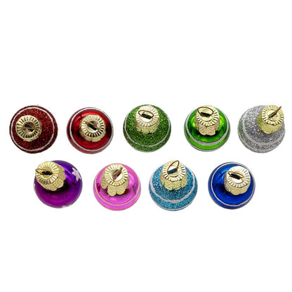 Miniature glass ball ornaments set of 9 in red, green, blue, purple, pink with gold caps on Tampa Home & Garden Store