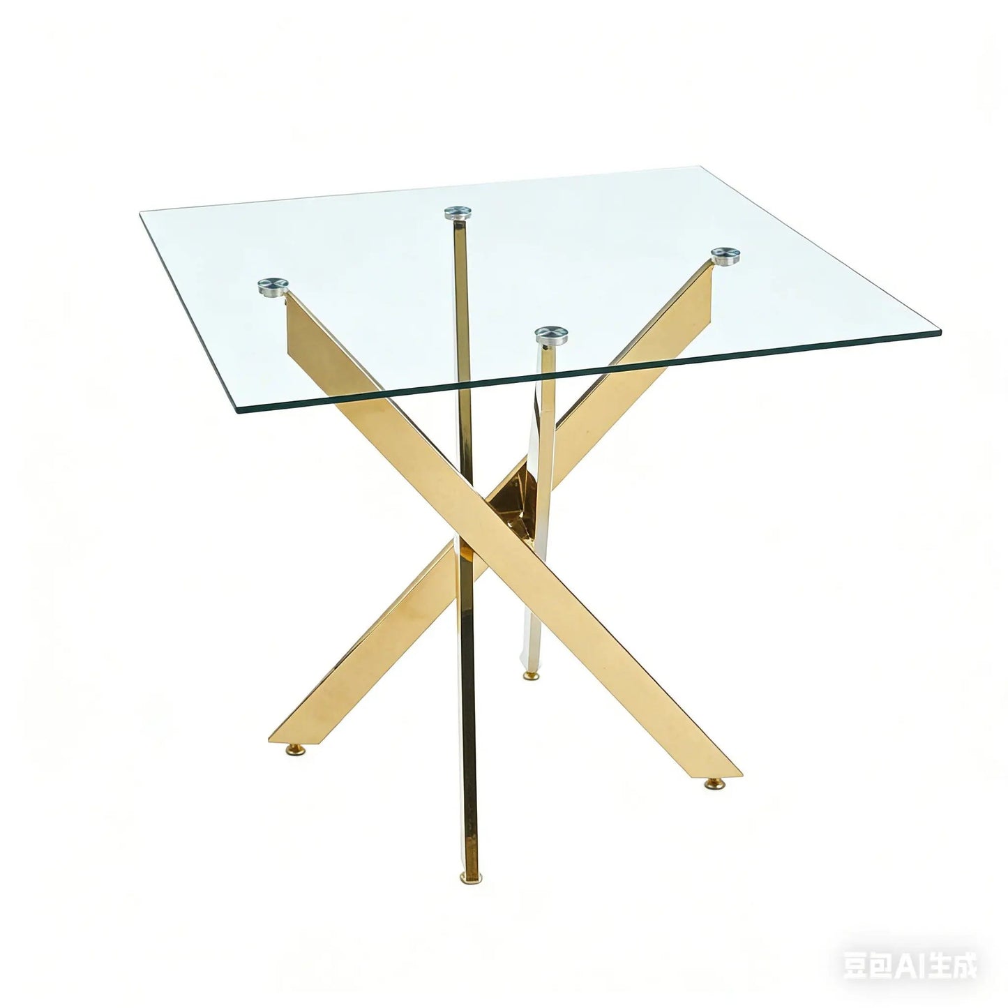 Dining table with tempered glass top and gold cross metal legs Unique Piece Furniture on Tampa Home & Garden Store
