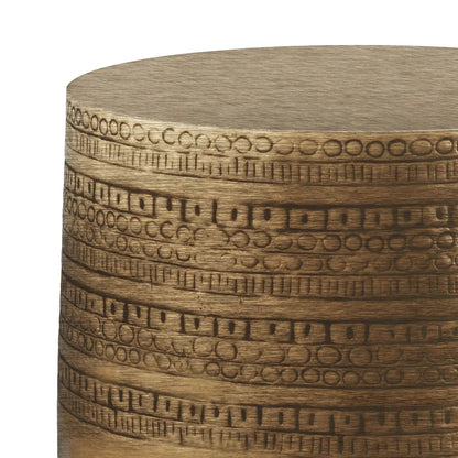Johnsen Large Accent Table with wood grain and carved circular bands Unique Piece Furniture on Tampa Home & Garden Store