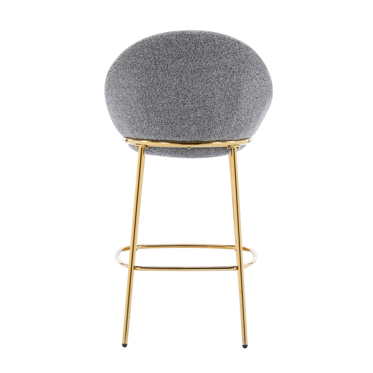 HouseOfZazla Celano Upholstered Barstool, grey boucle seat with gold metal legs, set of 2 on Tampa Home & Garden Store
