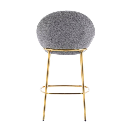 HouseOfZazla Celano Upholstered Barstool, grey boucle seat with gold metal legs, set of 2 on Tampa Home & Garden Store
