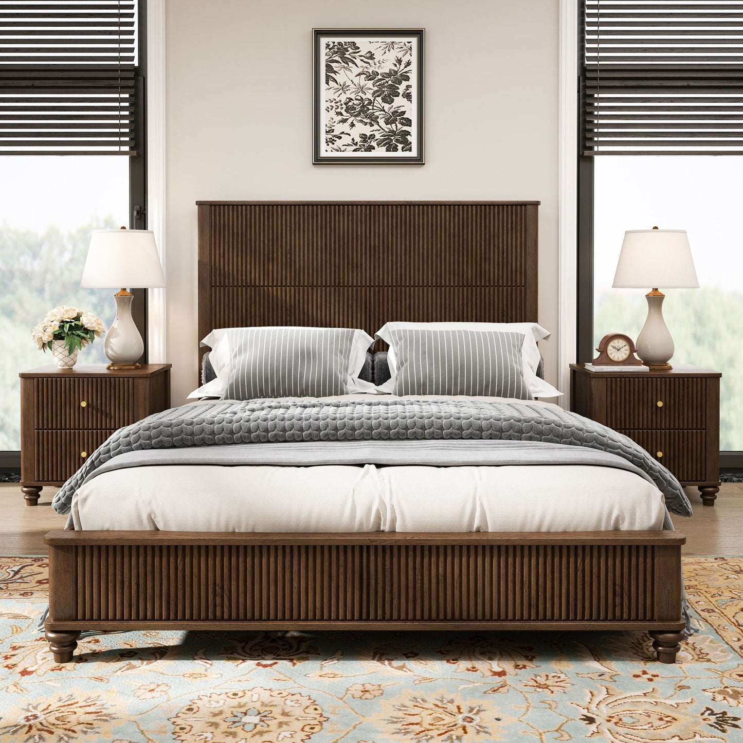 Solid Wood Platform Bed and the Tall Headboard