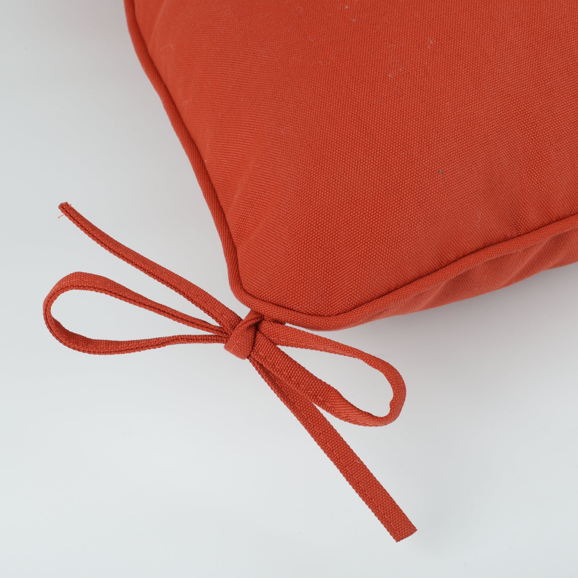 Outdoor deep seat cushions set of 2 in orange fabric with tie cords HouseOfZazla on Tampa Home & Garden Store