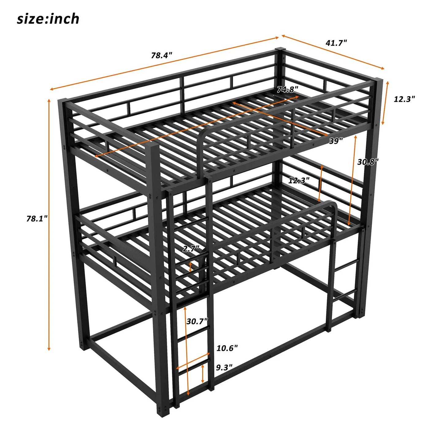 Triple Bunk Bed with Sturdy Construction