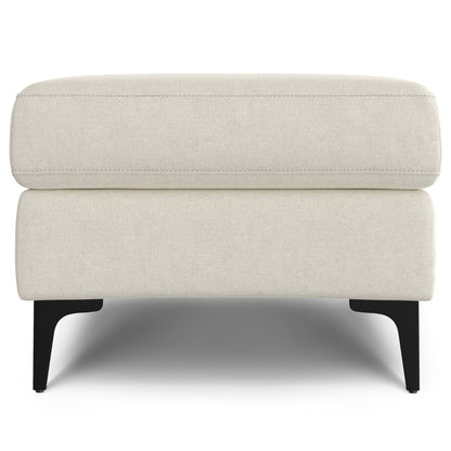 Mid Century Lounge Ottoman beige fabric upholstered bench by HouseOfZazla on Tampa Home & Garden Store