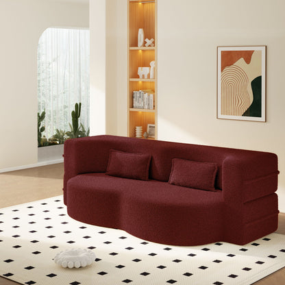 Modern Floor Sleeper Sofa Bed And Two Pillows
