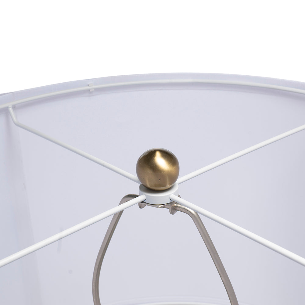 D15x29 table lamp white frame with brass ball finial and glass drum shade HouseOfZazla on Tampa Home & Garden Store