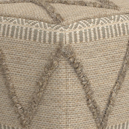 Sweeney - Upholstered Square Pouf in jute weave with knotted fringe by Unique Piece Furniture on Tampa Home & Garden Store