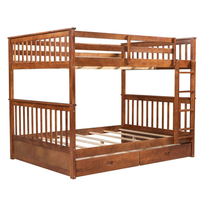 Bunk bed with ladders and 2 storage drawers in warm wood finish by Unique Piece Furniture on Tampa Home & Garden Store