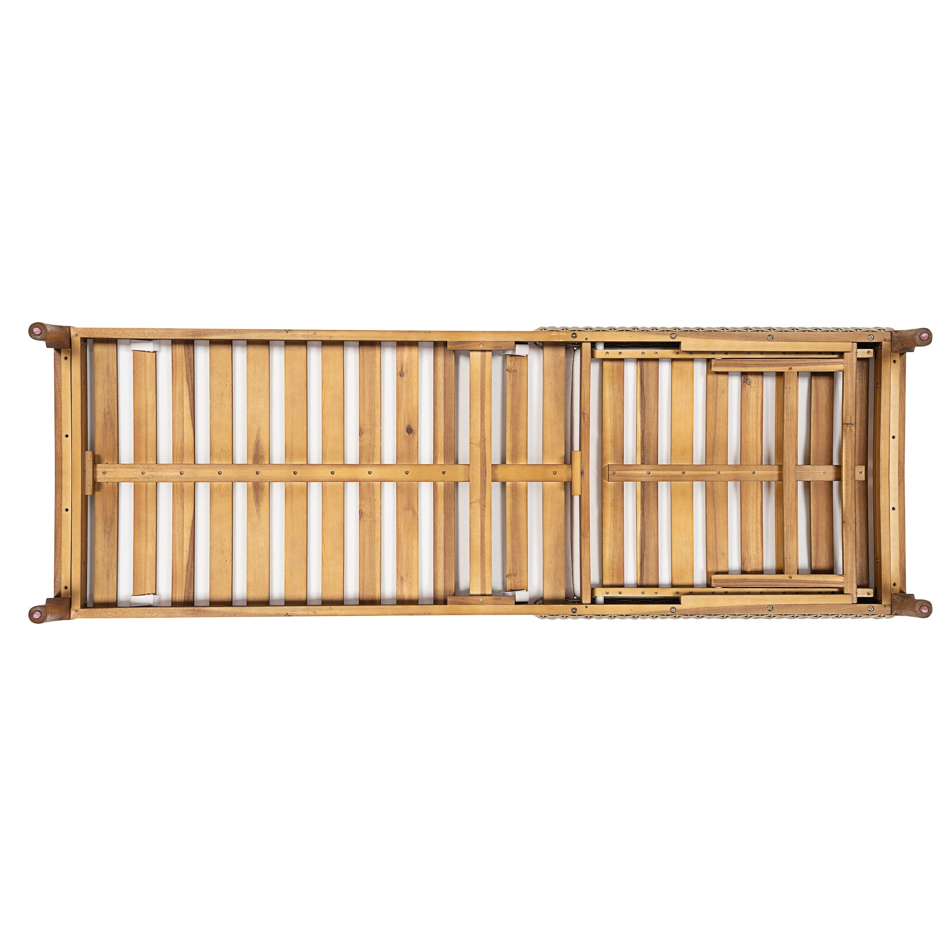 Sun loungers set of 2 in solid acacia wood with white cushions, slatted natural finish on Tampa Home & Garden Store