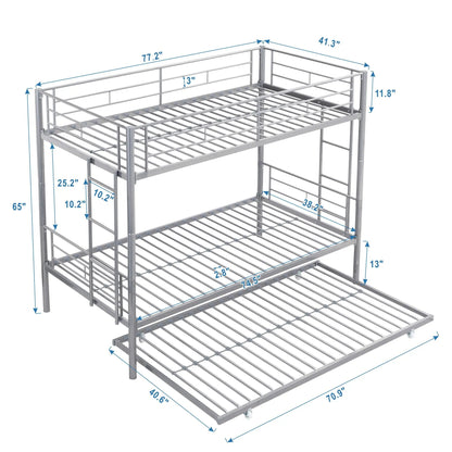 Bunk bed with trundle by Unique Piece Furniture, silver metal frame on Tampa Home & Garden Store