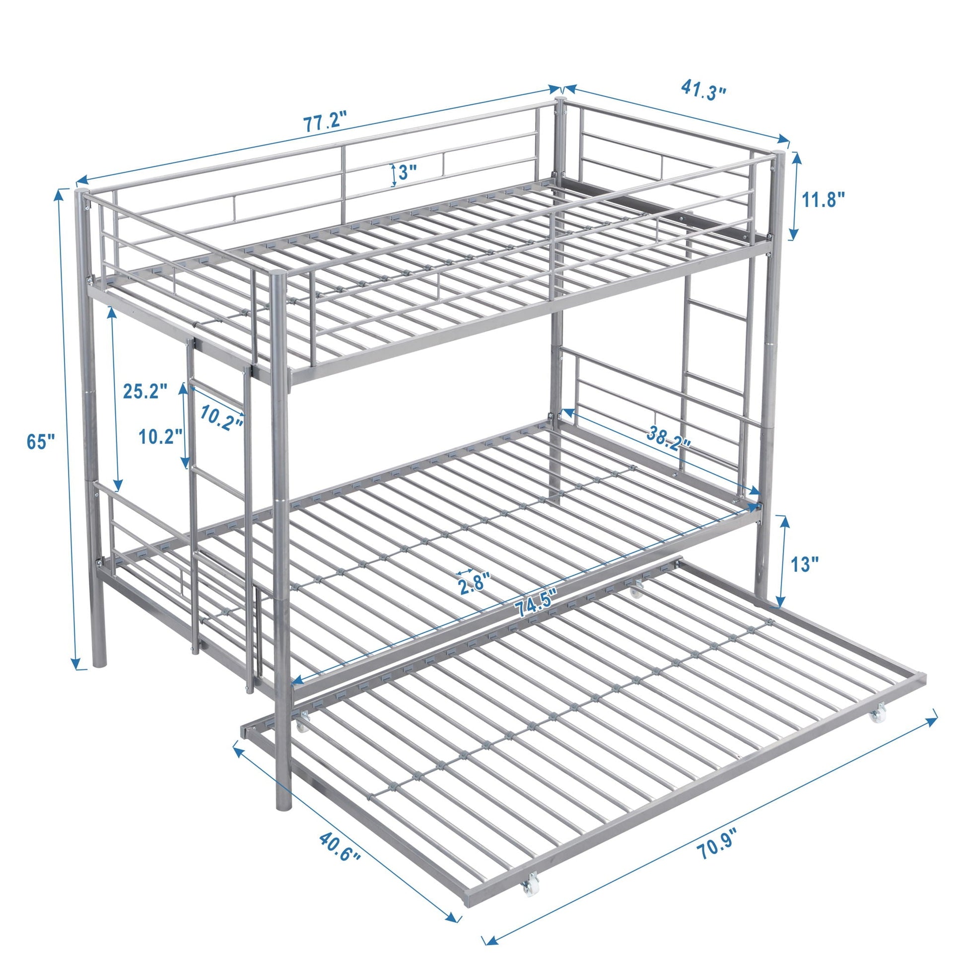 Bunk bed with trundle, silver metal frame on Tampa Home & Garden Store