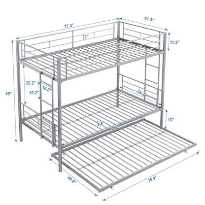 Modern Metal Frame Bunk Bed With Trundle