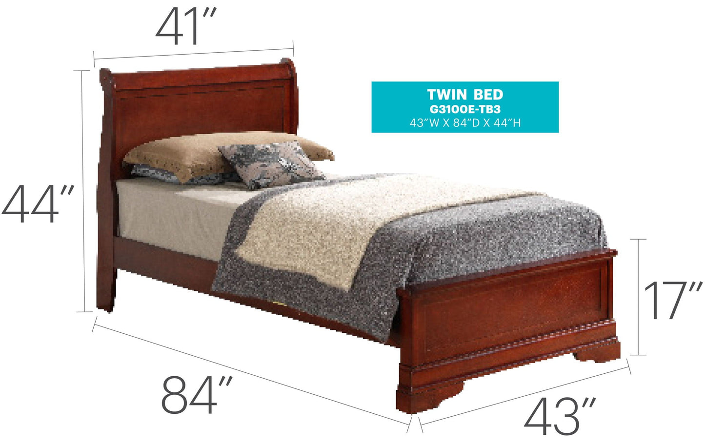 Premium Panel Sleigh Bed with Low Footboard