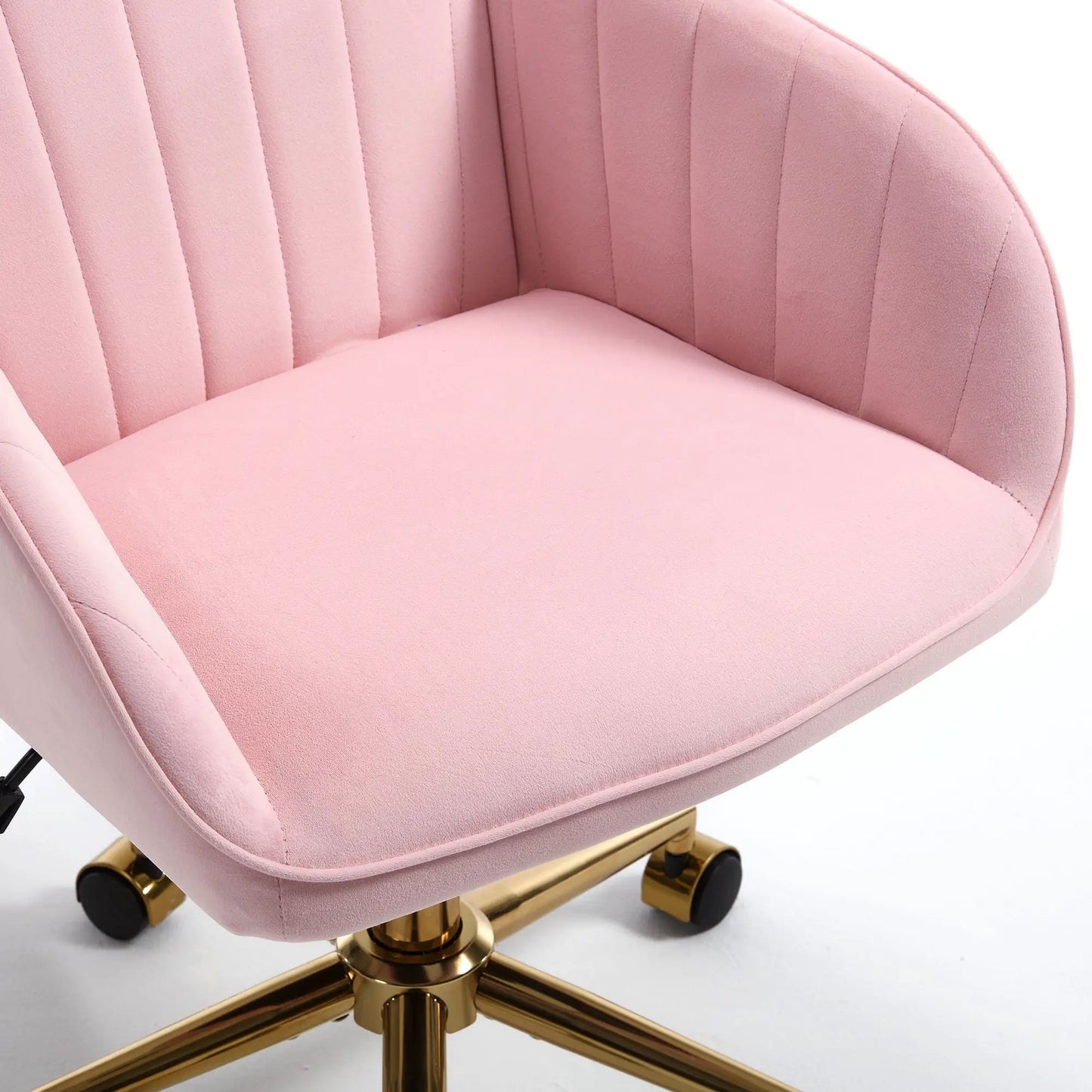 Adjustable ergonomic swivel office chair pink upholstery with gold base Unique Piece Furniture on Tampa Home & Garden Store
