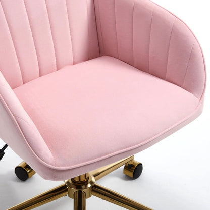 Adjustable ergonomic swivel office chair pink upholstery with gold base Unique Piece Furniture on Tampa Home & Garden Store