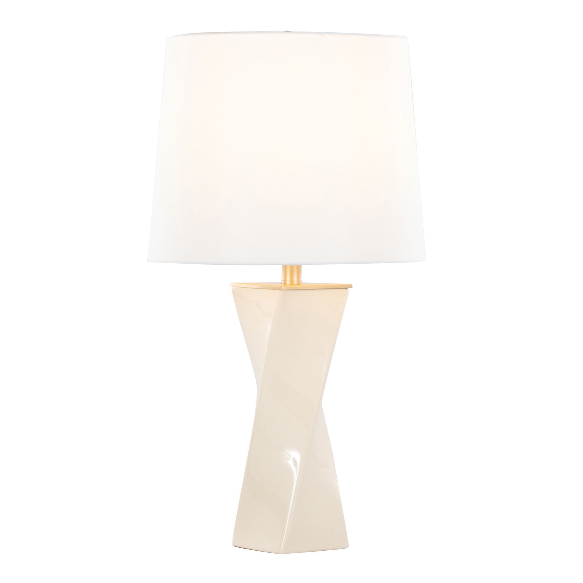Curvo square table lamp with ivory shade and cream ceramic base by HouseOfZazla on Tampa Home & Garden Store
