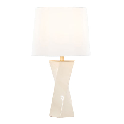 Curvo square table lamp with ivory shade and cream ceramic base by HouseOfZazla on Tampa Home & Garden Store