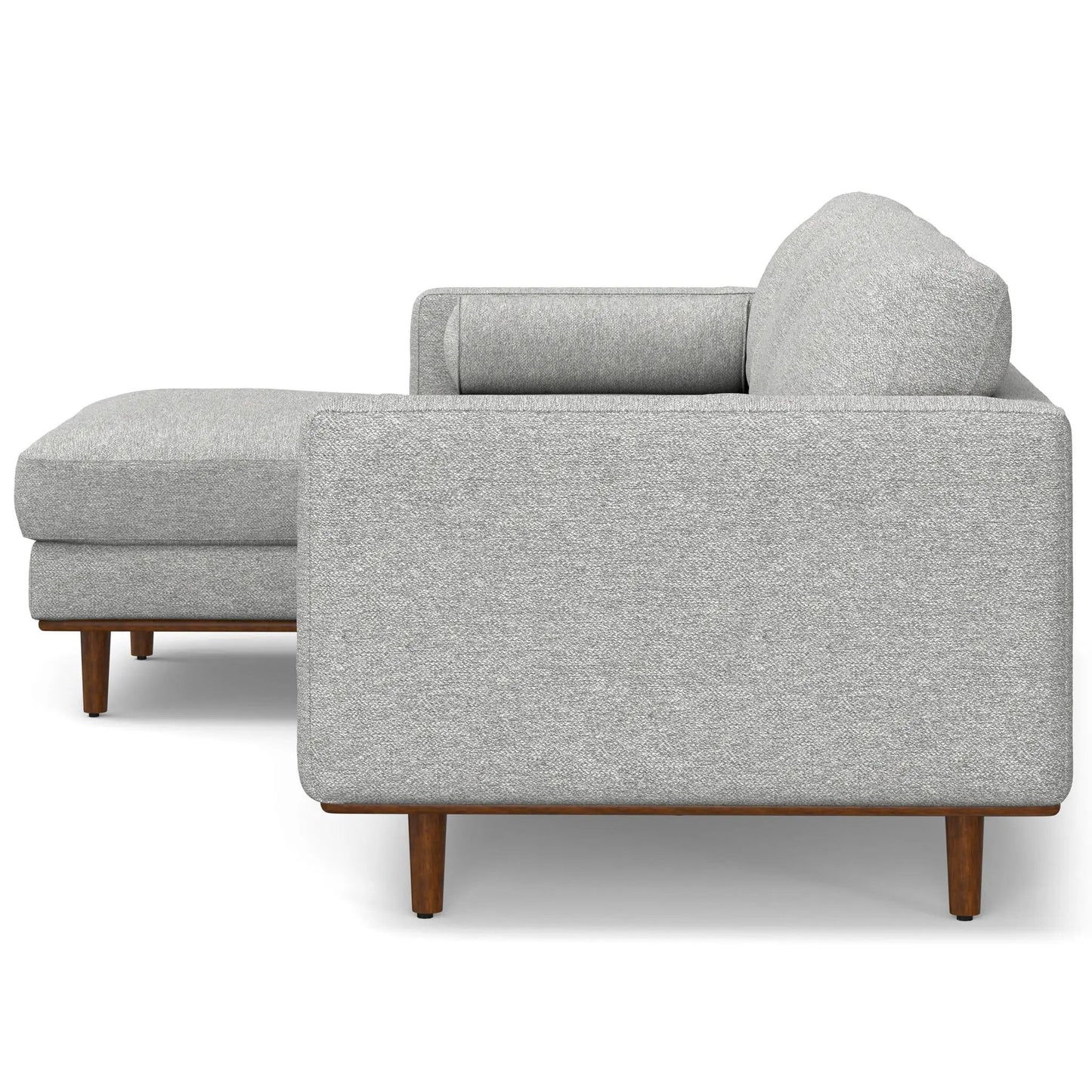 Morrison Upholstered Sectional Sofa, light gray textured fabric with wood legs on Tampa Home & Garden Store