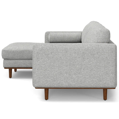 Morrison Upholstered Sectional Sofa, light gray textured fabric with wood legs on Tampa Home & Garden Store