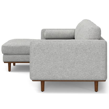 Morrison Upholstered Sectional Sofa light gray textured fabric with wooden legs on Tampa Home & Garden Store