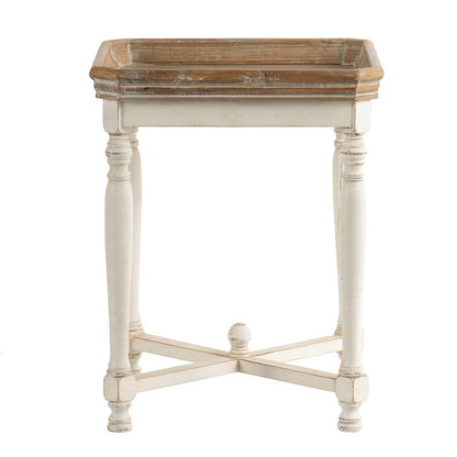 Narrow Alcott Side Table distressed white with light brown fir top HouseOfZazla on Tampa Home & Garden Store