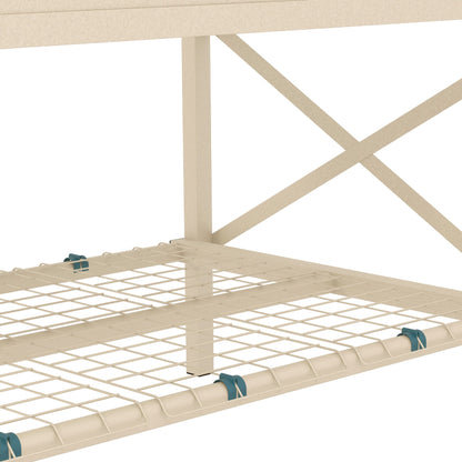 Galvanized steel raised garden bed frame with bottom shelf and X-brace detailing, silver on Tampa Home & Garden Store