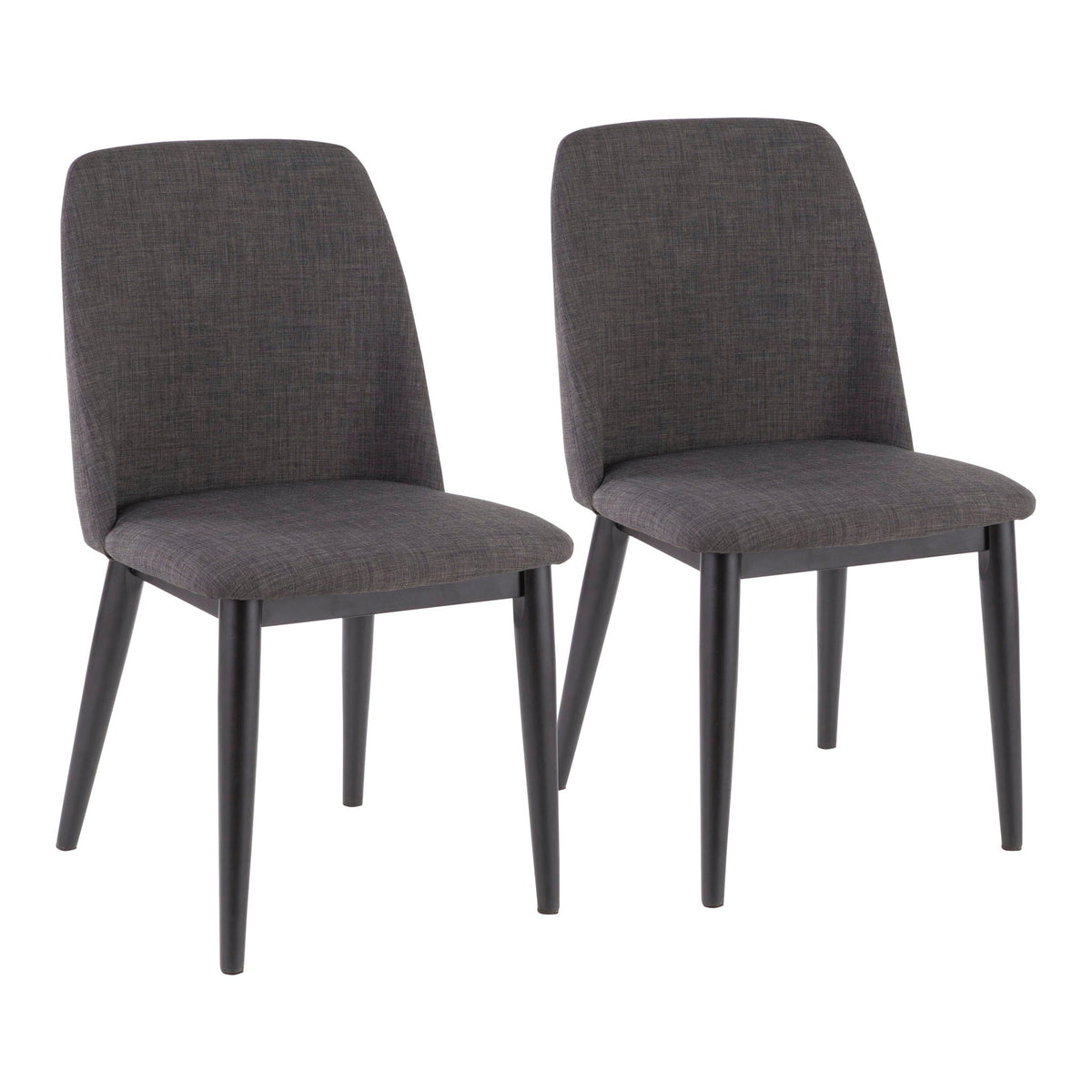 Contemporary dining chair set of 2 with charcoal upholstered seats and black legs on Tampa Home & Garden Store