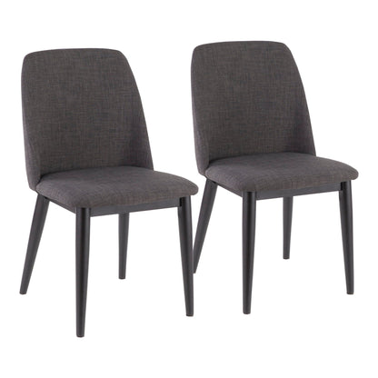 Contemporary dining chair set of 2 with charcoal upholstered seats and black legs on Tampa Home & Garden Store
