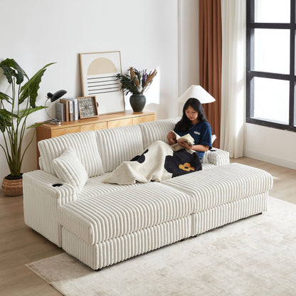 3 Seater Sofa With 2 Ottomans and Storage