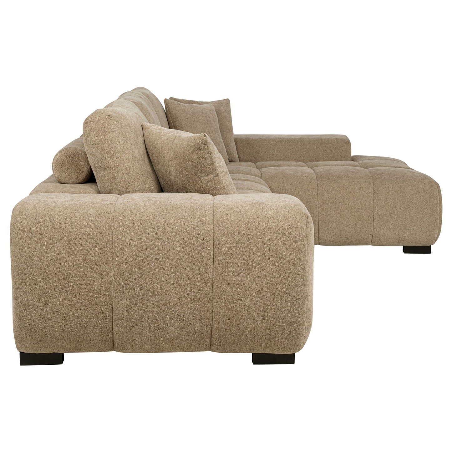 Plather sectional chaise sofa beige textured fabric with plush cushions by HouseOfZazla on Tampa Home & Garden Store
