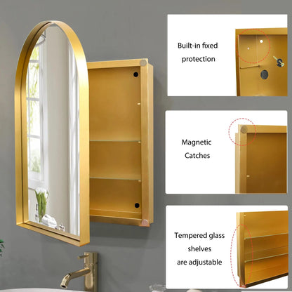 Arched Recessed Medicine Cabinet with Mirror