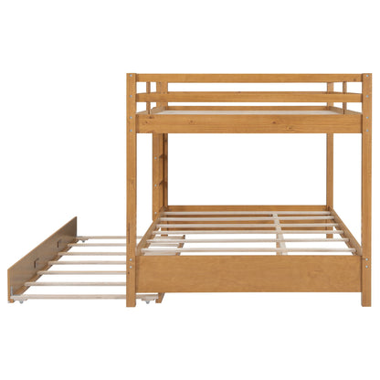 Sturdy bunk bed frame by HouseOfZazla in wood finish with slatted base and guard rails on Tampa Home & Garden Store