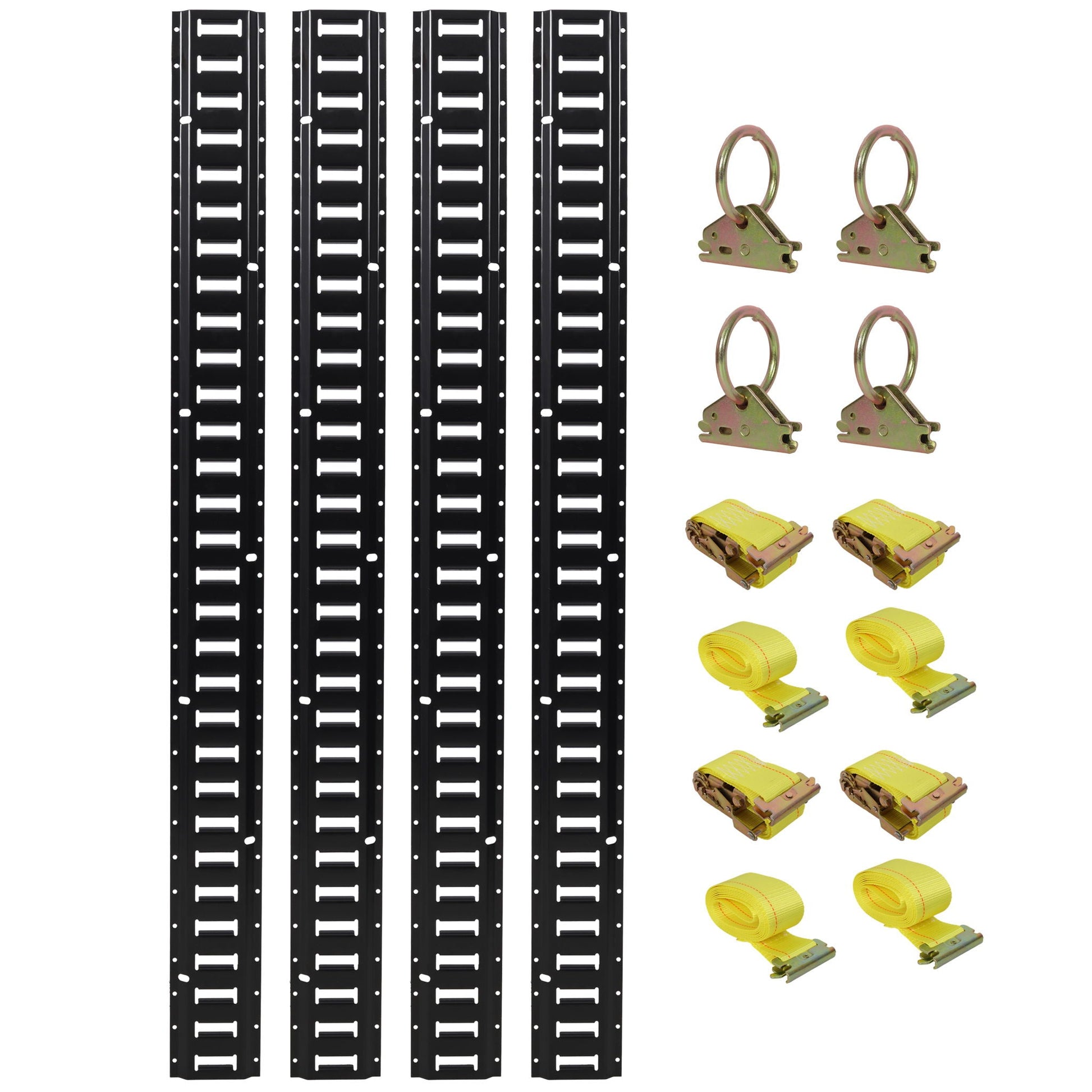 HouseOfZazla 12-piece black E-track rail kit with yellow straps and D-ring anchors on Tampa Home & Garden Store