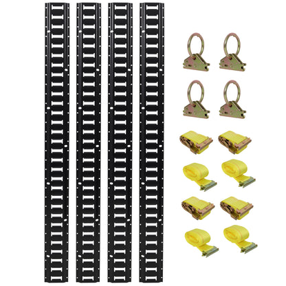 HouseOfZazla 12-piece black E-track rail kit with yellow straps and D-ring anchors on Tampa Home & Garden Store