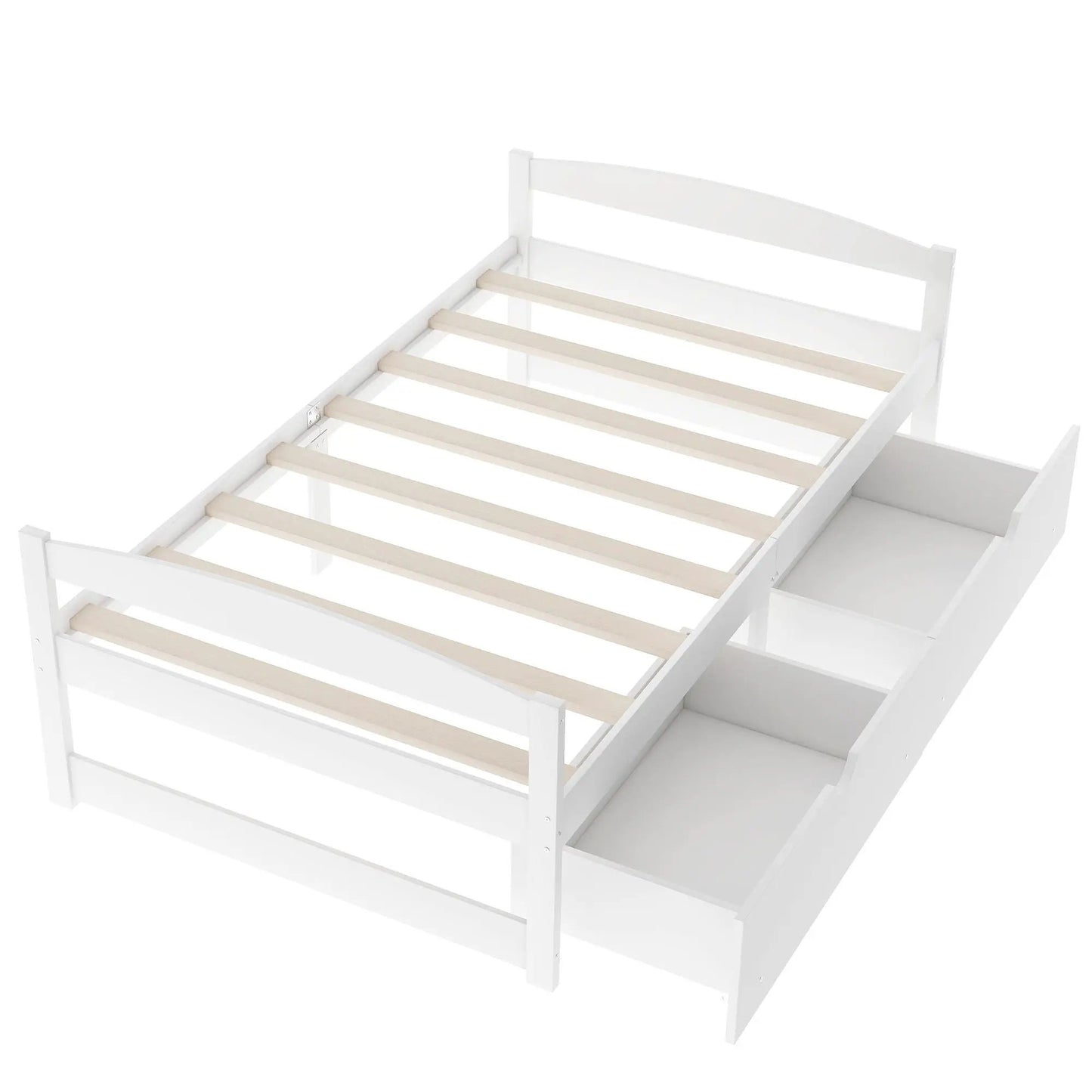 Platform bed with 2 drawers, white finish, slatted bed base, by Unique Piece Furniture on Tampa Home & Garden Store