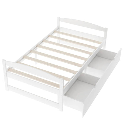 Platform bed with 2 drawers, white finish, slatted bed base, by Unique Piece Furniture on Tampa Home & Garden Store
