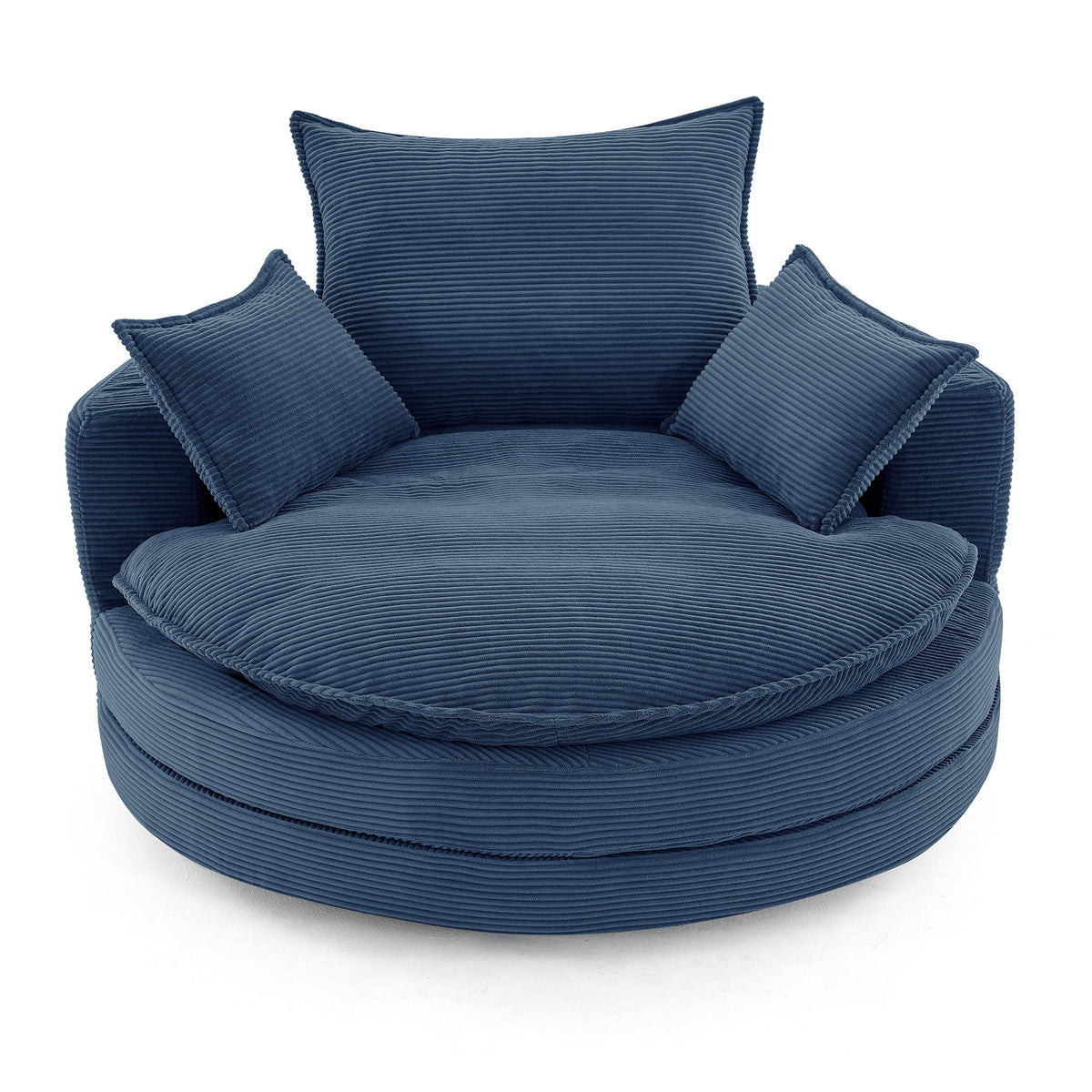 Blue corduroy swivel barrel chair with 3 matching cushions HouseOfZazla on Tampa Home & Garden Store