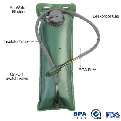 GemGear iMounTEK 3L hydration pack with green BPA-free water bladder and insulated tube on Tampa Home & Garden Store