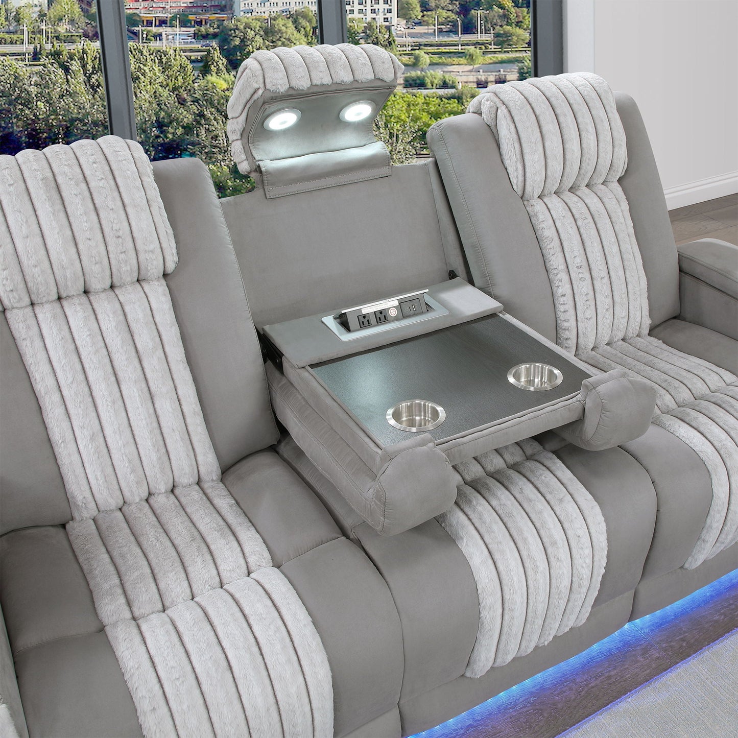 Duran Power Reclining Sofa and Drop Down Table