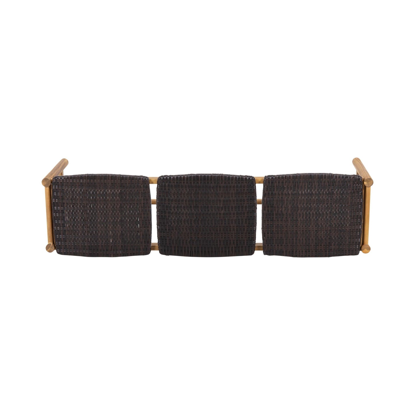 Cambria Rustic 3-Seater Bench Teak outdoor bench with dark woven wicker seating on Tampa Home & Garden Store