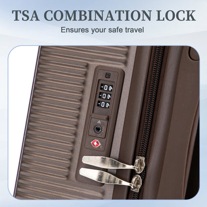 Brown 3-piece ABS spinner luggage with built-in lock and metal latches on Tampa Home & Garden Store