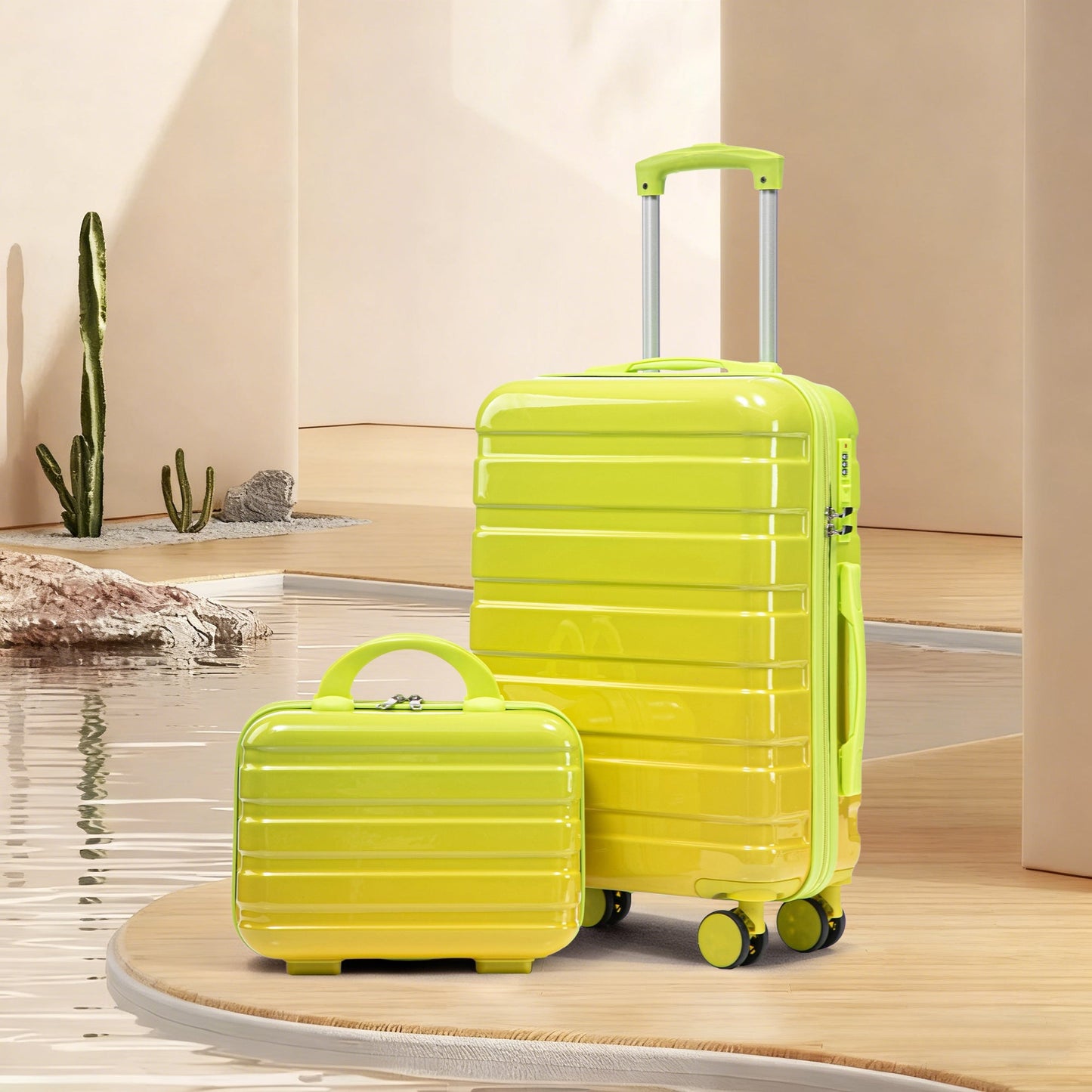 14/20in 2-Piece PC Spinner Luggage Set gradient lime with locks on Tampa Home & Garden Store