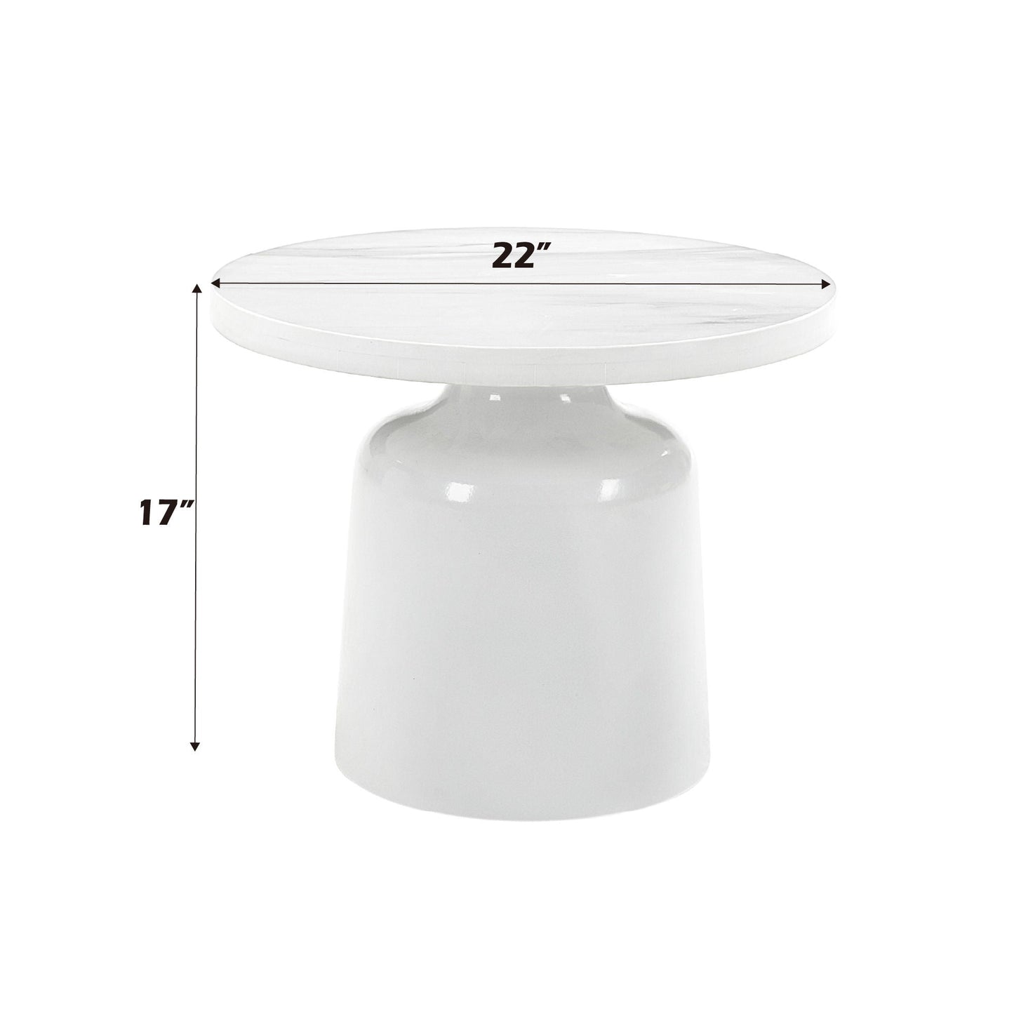 Zaid Engineering Marble High Gloss Table white round 22in top with glossy pedestal base on Tampa Home & Garden Store